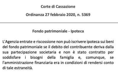 Corte di Cassazione – Ordinanza del 27 febbraio 2020, n. 5369